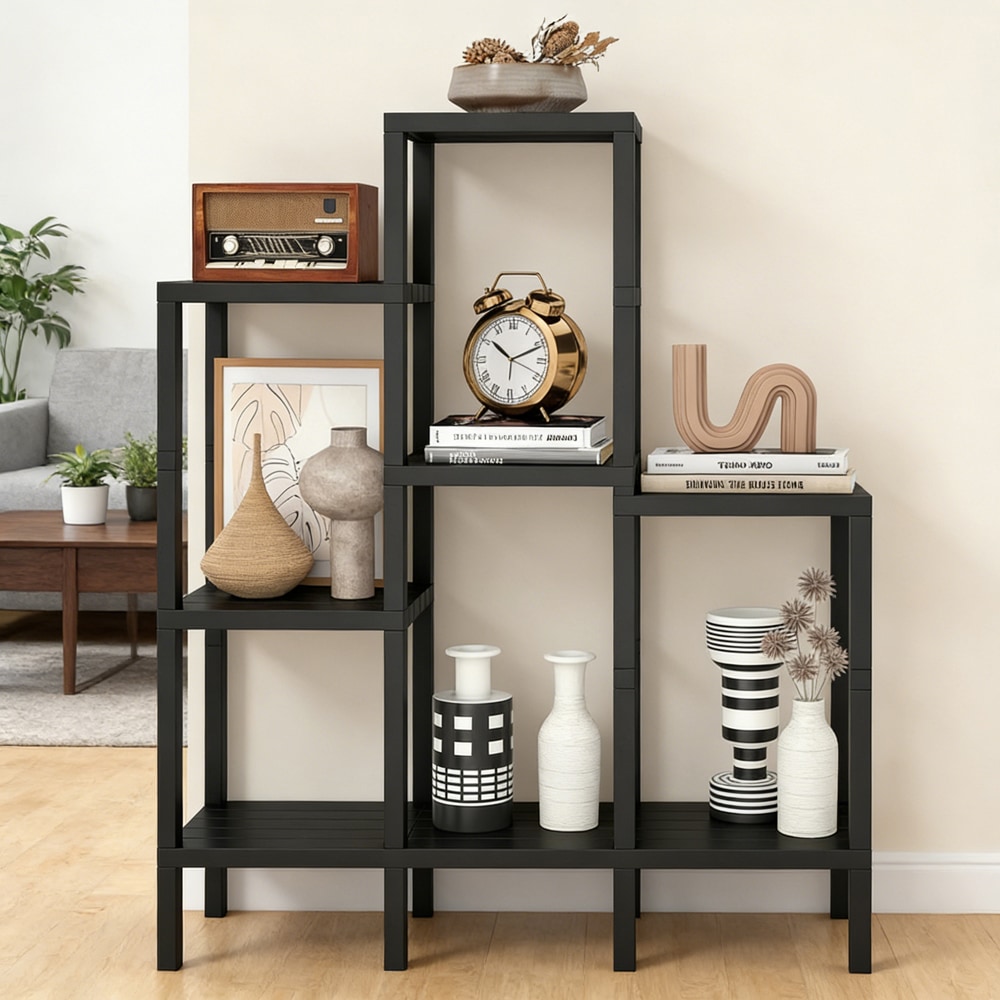 6-tier Modular Plastic Storage Shelving Unit For Home Organisation_voghion.com